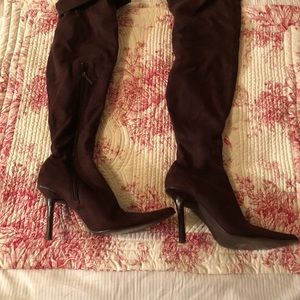 Over the knee brown suede boots by BEBE, Sz 10